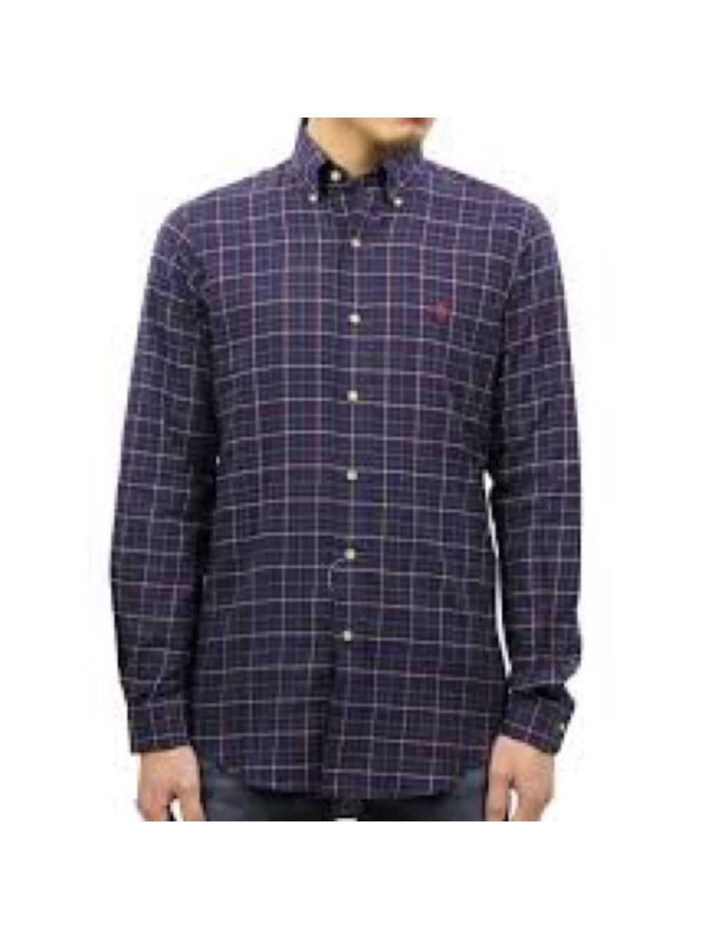 * Ralph Lauren Indigo Plaid Cotton Button Up Oxford Shirt Size M (10-12Y)